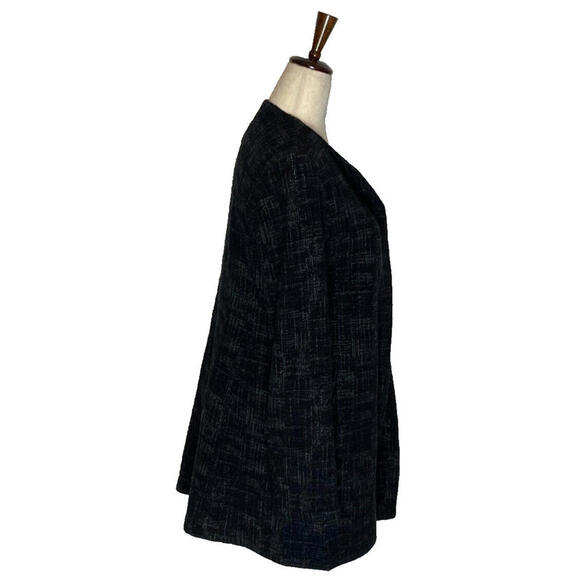 Eileen Fisher Cross Hatch Cotton Tencel Stretch Open Textured Jacket Black Sz M - Picture 5 of 8